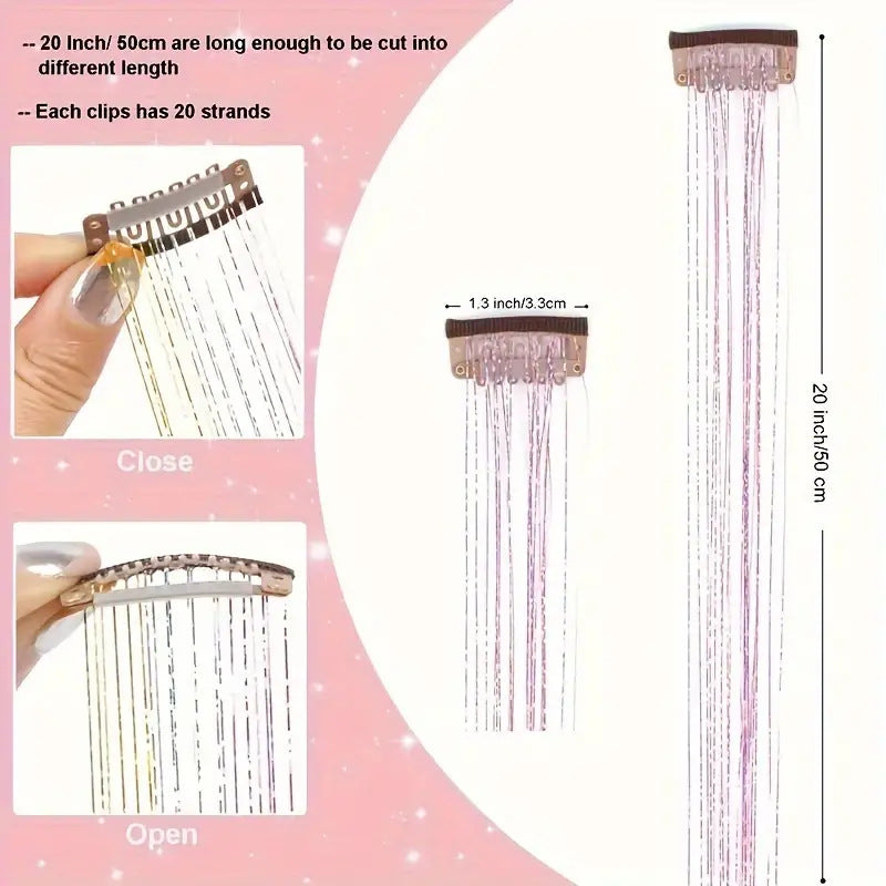 Extensions de cheveux brillants sans couture fil laser