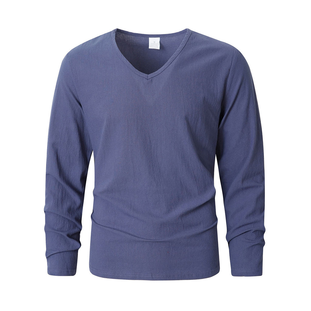 Haut à manches longues à col en V Casual Retro
