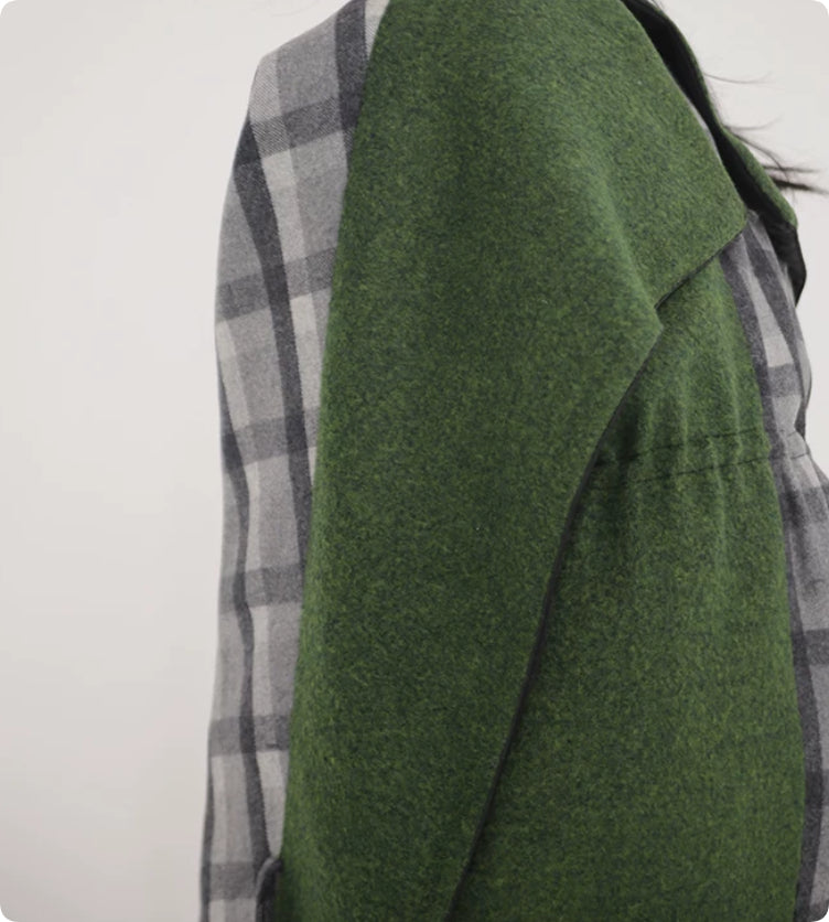 Patchwork vérifié Cape Tweed Coat amovible