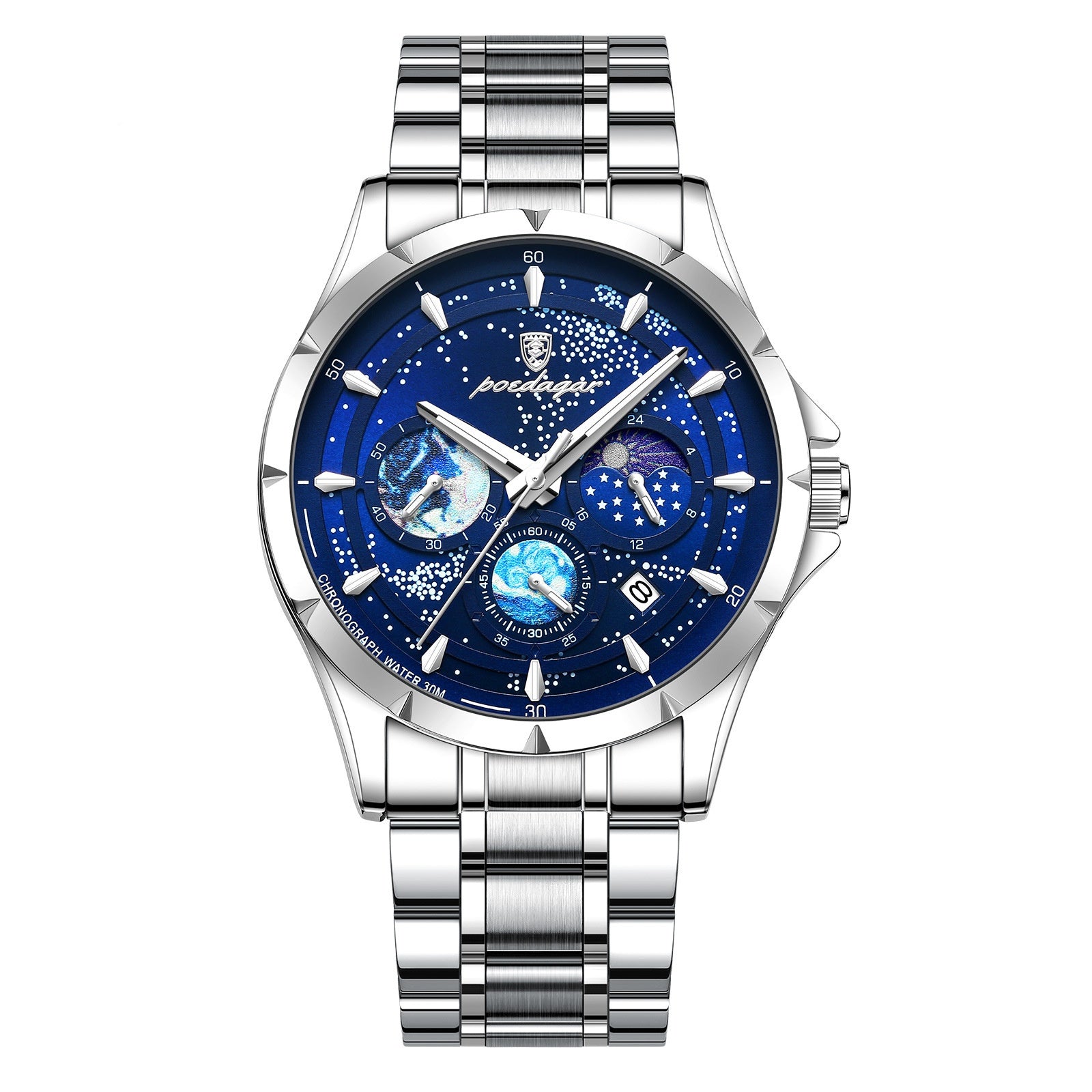 Montres à quartz multifonctions pour hommes lumineux