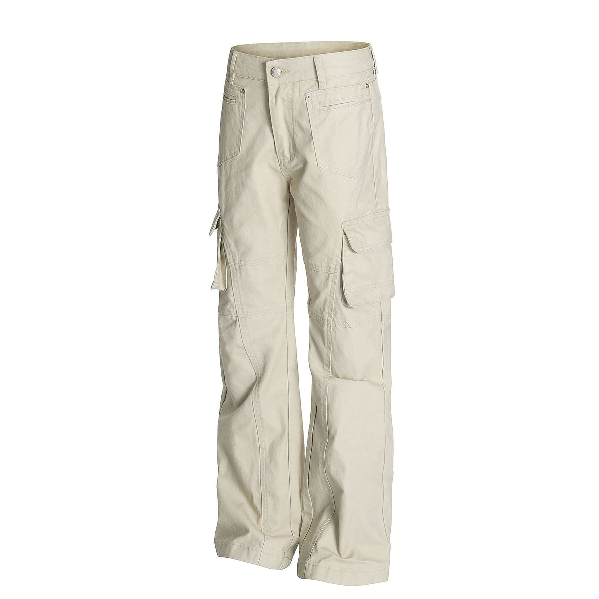 Retro Unisex Solid-Color Multi-Pocket Loose Flare-Bootcut Vêtements de travail Pantalons occasionnels