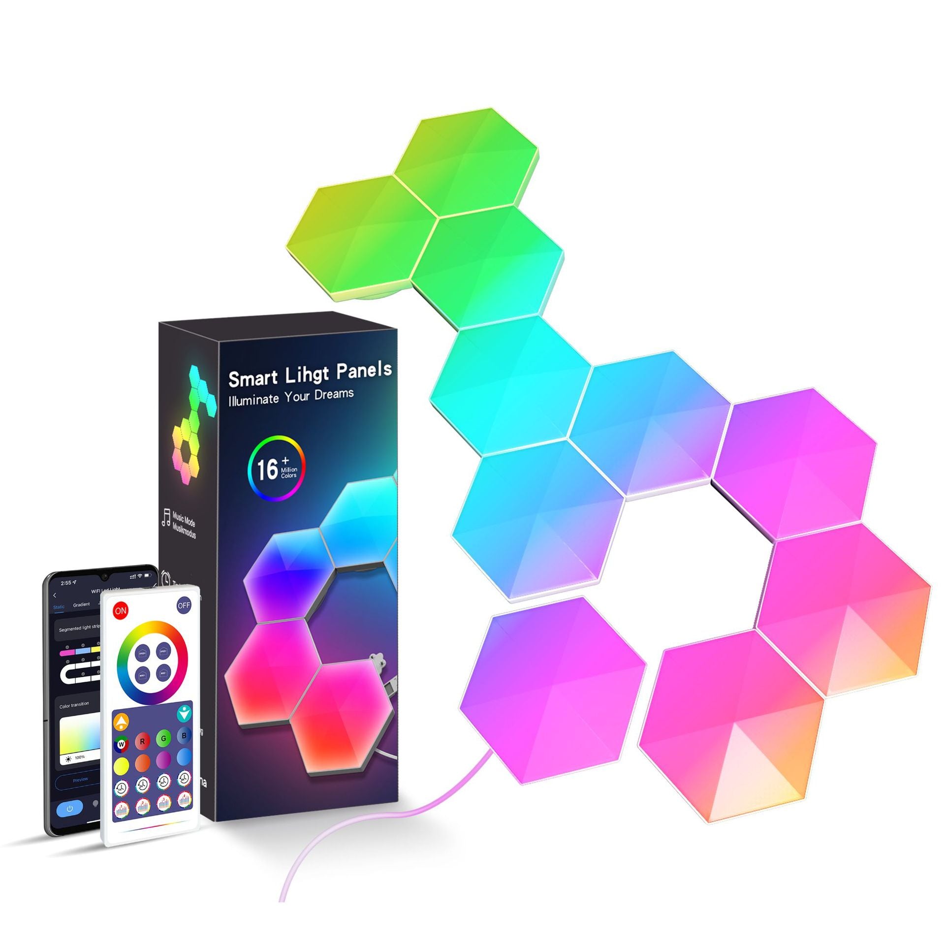 Graffiti Hexagonal Quantum Lampe côté lit Lampe murale E-sports Ambiance Light Smart Honey