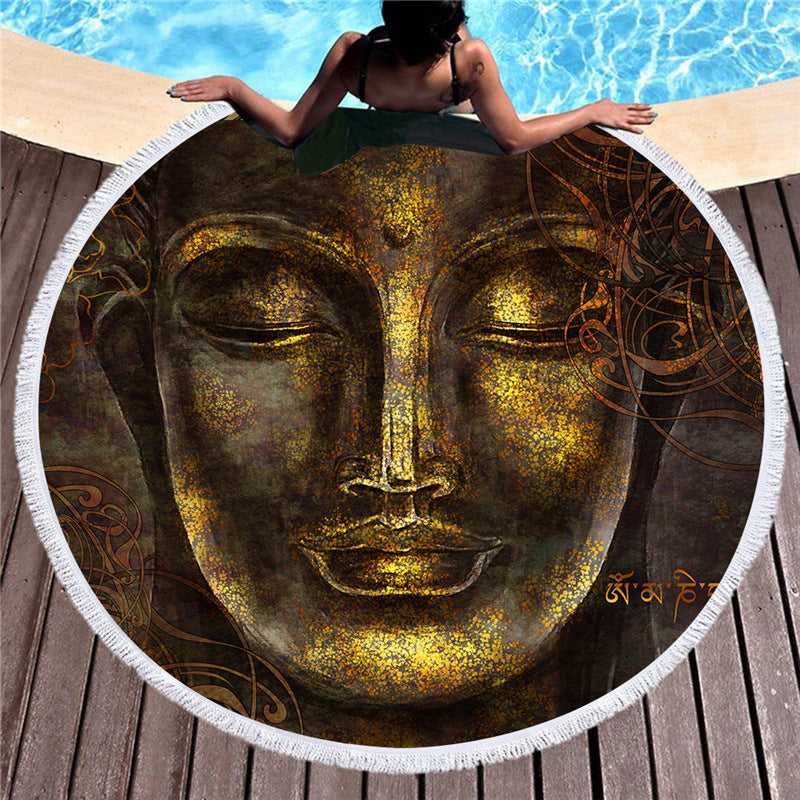 Serviette de plage ronde statue de Bouddha indien