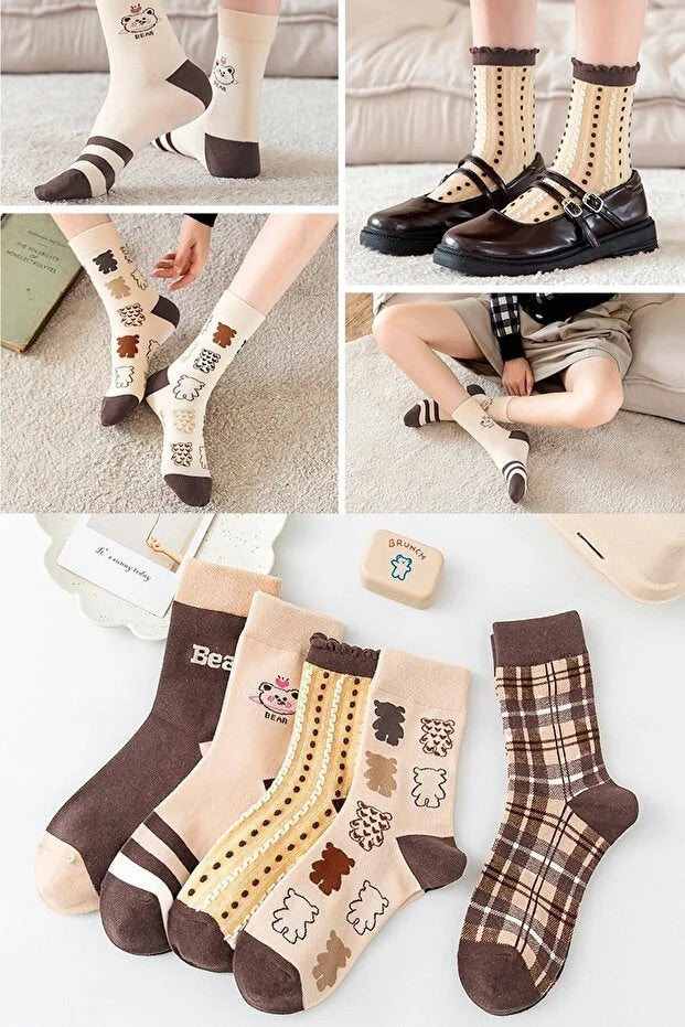 5 paire femmes modèle Chaussettes doux confortable style quotidien