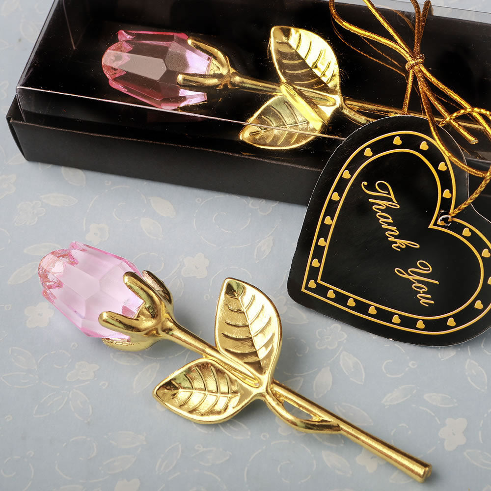 Cadeau de la Saint Valentin à la fleur de rose dorée en cristal
