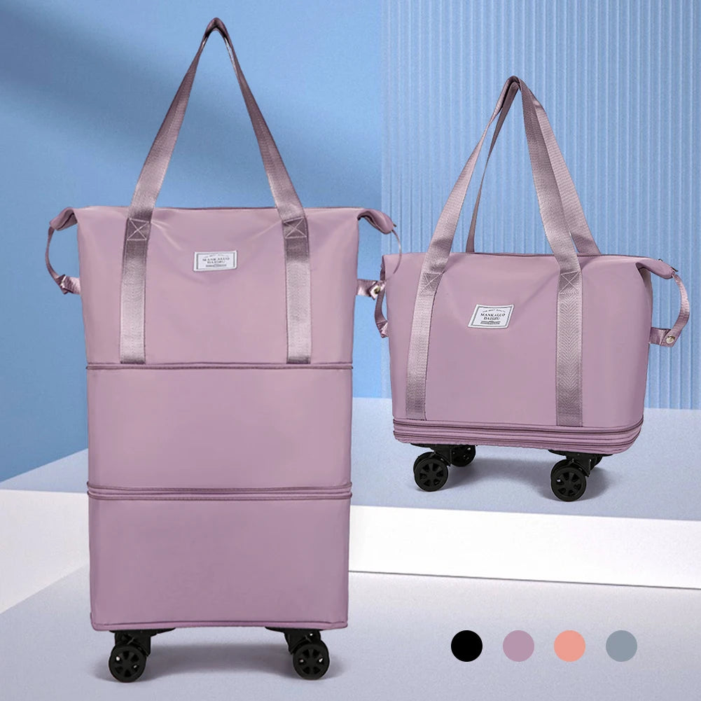 Sacs à bagages pliables Pack de volant extensible avec roue Clot Oxford grande capacité