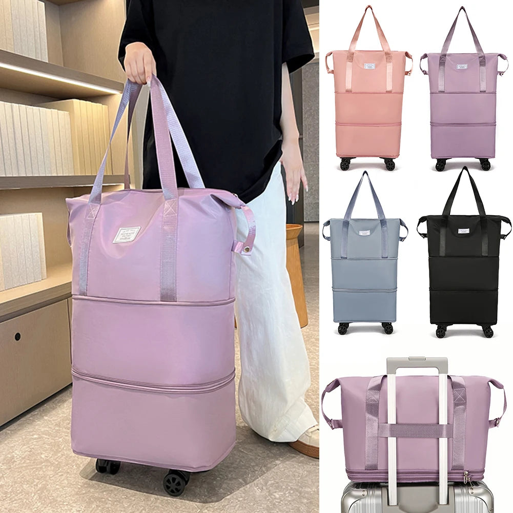 Sacs à bagages pliables Pack de volant extensible avec roue Clot Oxford grande capacité
