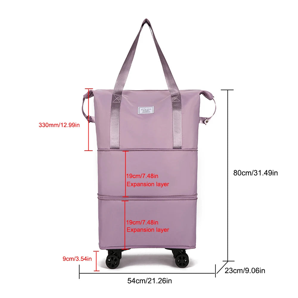 Sacs à bagages pliables Pack de volant extensible avec roue Clot Oxford grande capacité