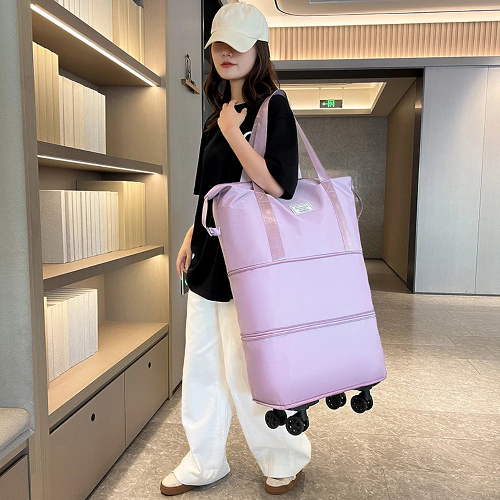 Sacs à bagages pliables Pack de volant extensible avec roue Clot Oxford grande capacité