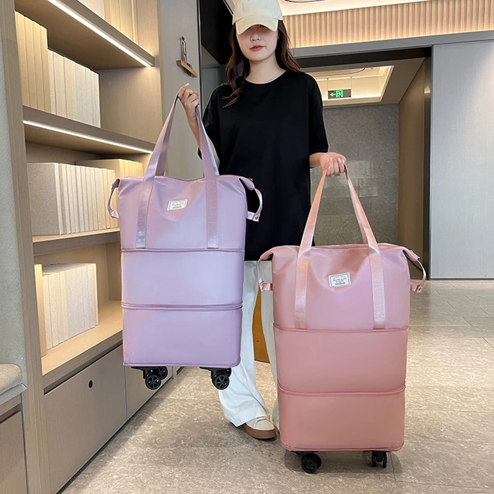 Sacs à bagages pliables Pack de volant extensible avec roue Clot Oxford grande capacité