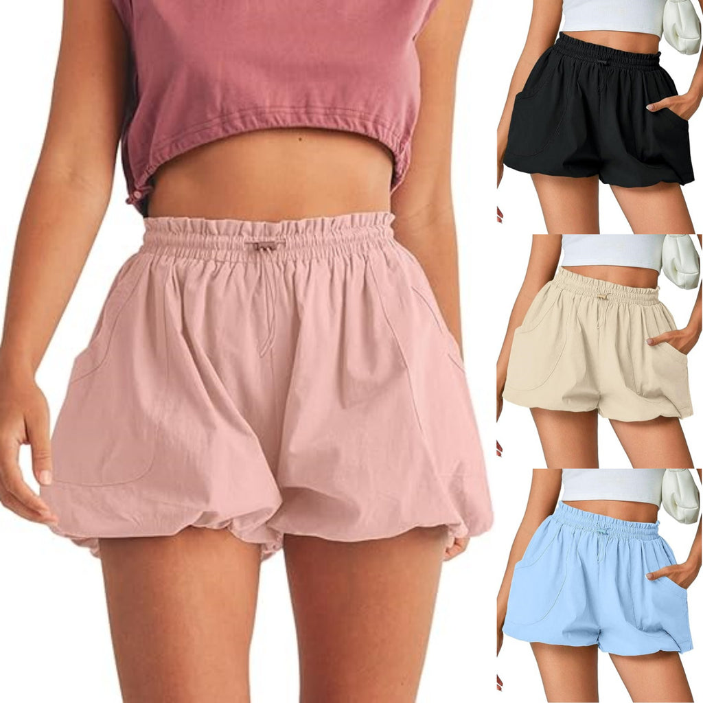 Short à bulles Pantalons de lanterne à taille élevée avec poches