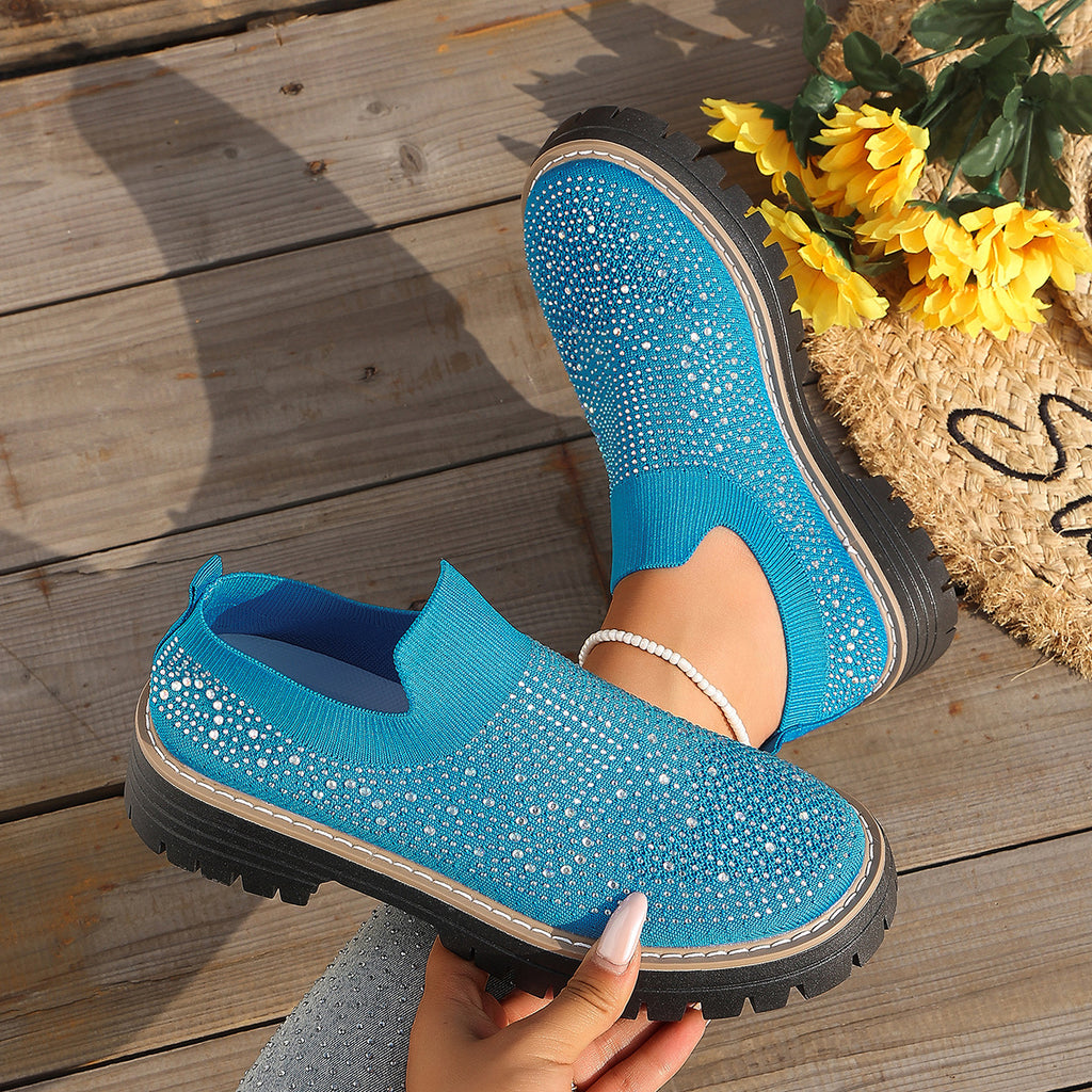 Sneakers casual féminins en Strass-Embelled Stretchy