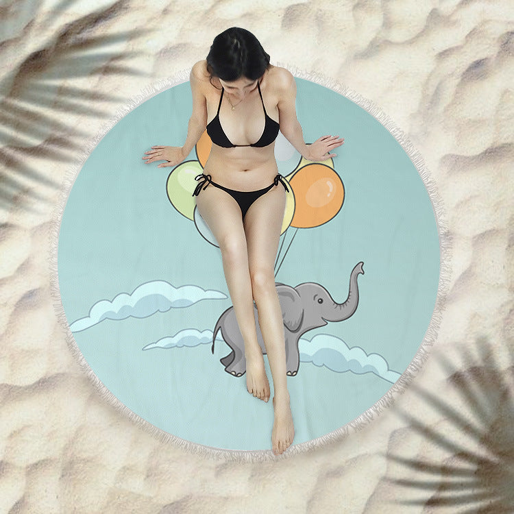 Serviette de plage fringée, serviette de bain ronde, serviette de plage