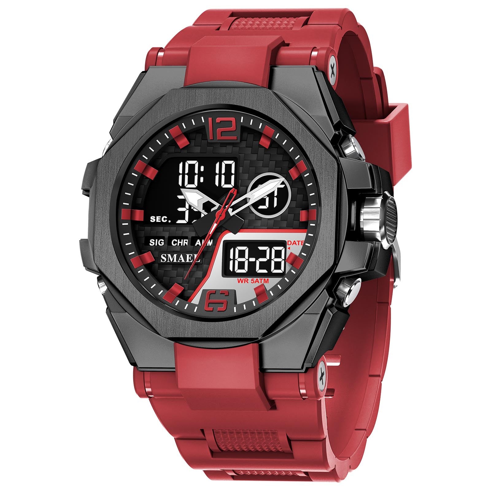 Hommes Sport Outdoor Alliage tactique Montre double affichage