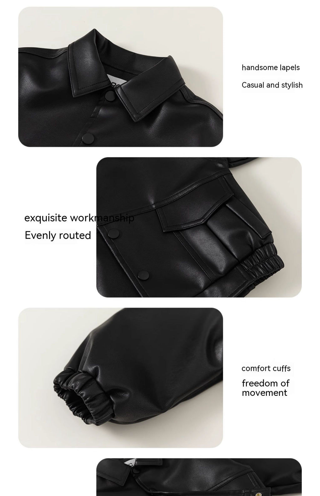 Manteau d'automne en cuir pour enfants