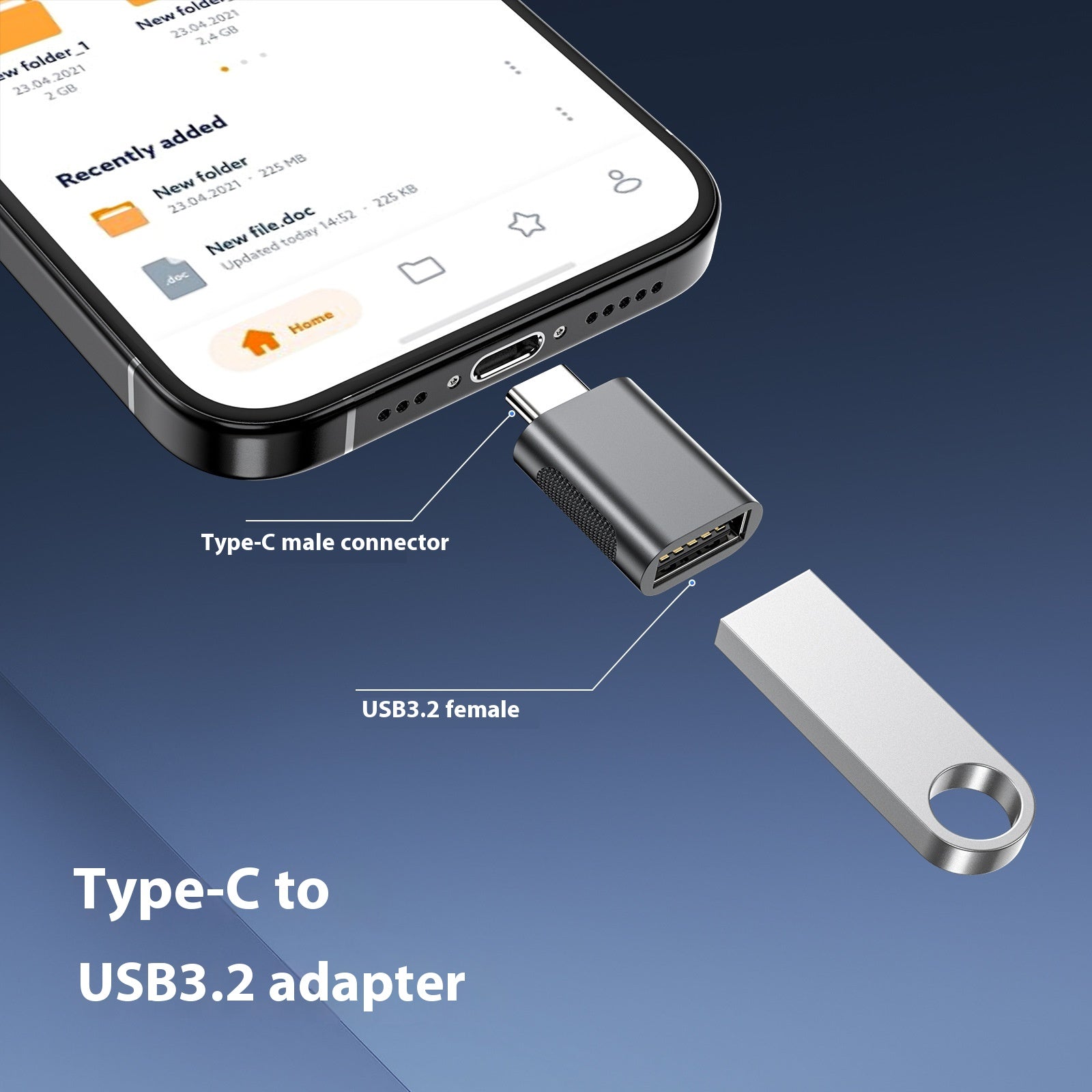 Type-C to USB32 Adaptateur de téléphone mobile femme