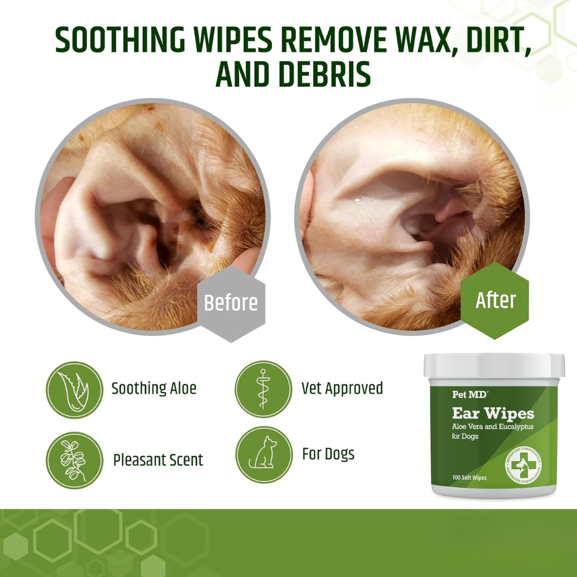 Wipes de nettoyage d'oreilles de chien