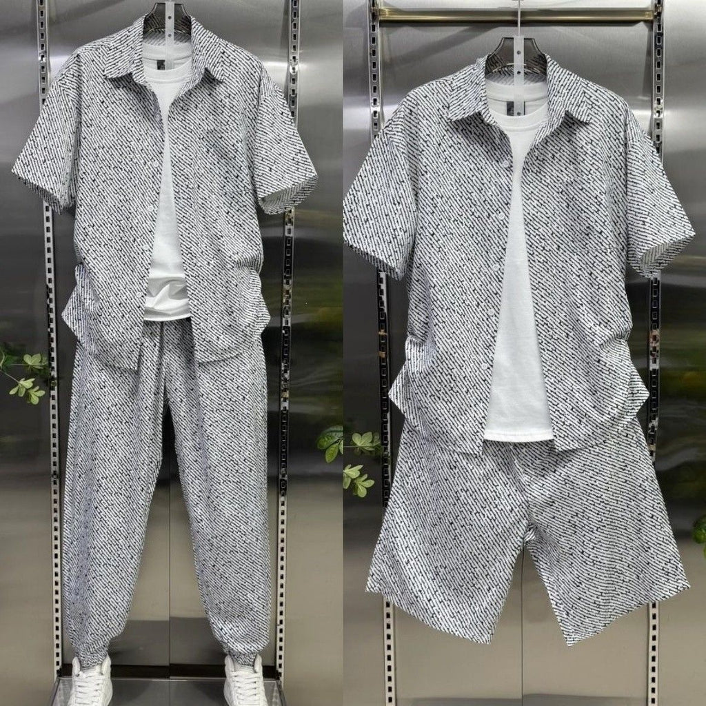 Men's striped shirt and casual pants set