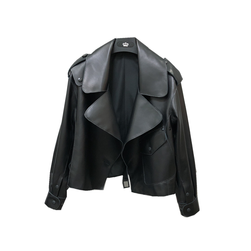 Veste courte en cuir pour femmes