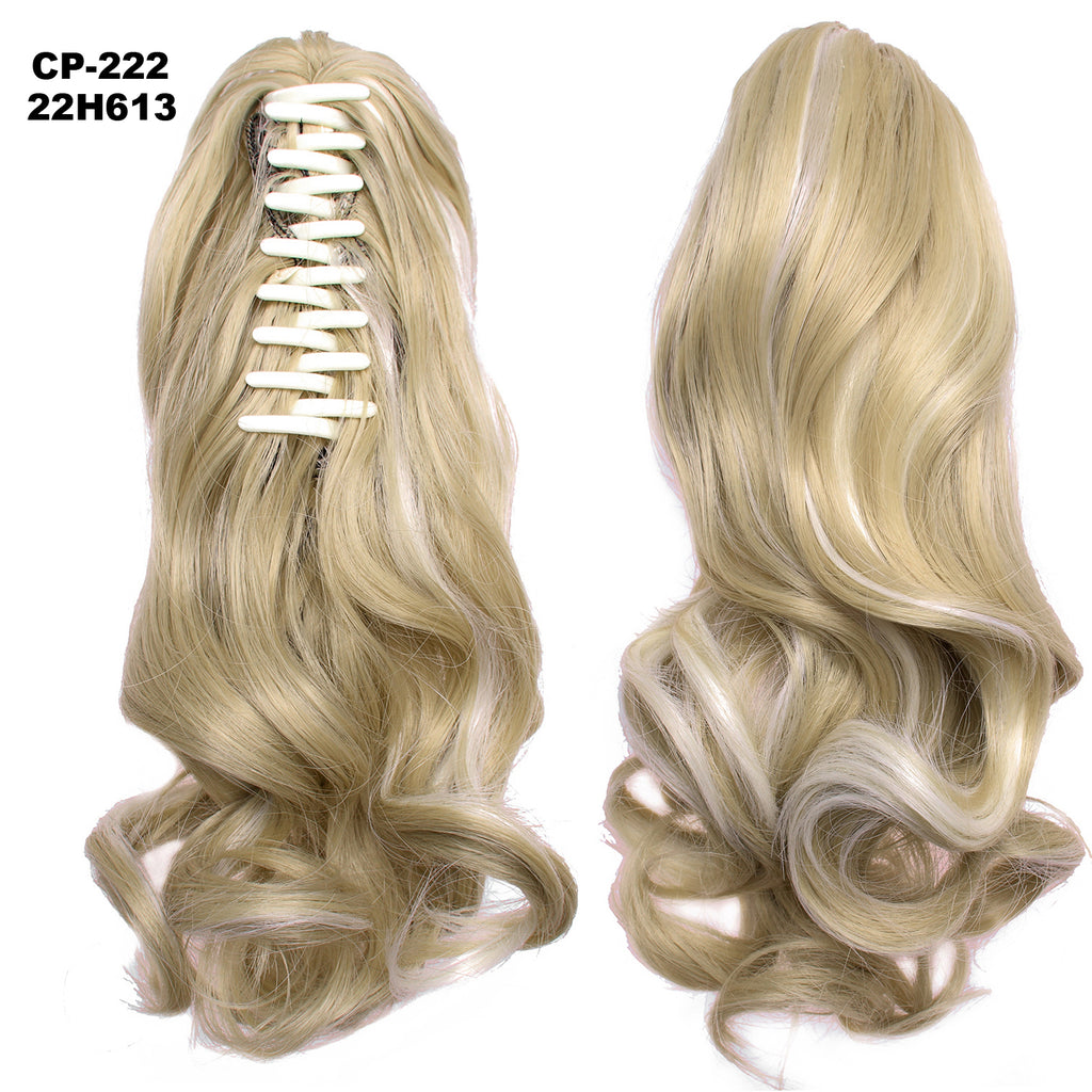 Long Wave Ponytail Wrap autour de Ponytail Clip dans les cheveux Headwear Gris Coiffure Exten naturel