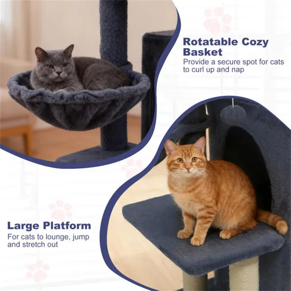 Gris foncé Arbre de chat multi-niveaux 33.5" avec Condo à 2 étages