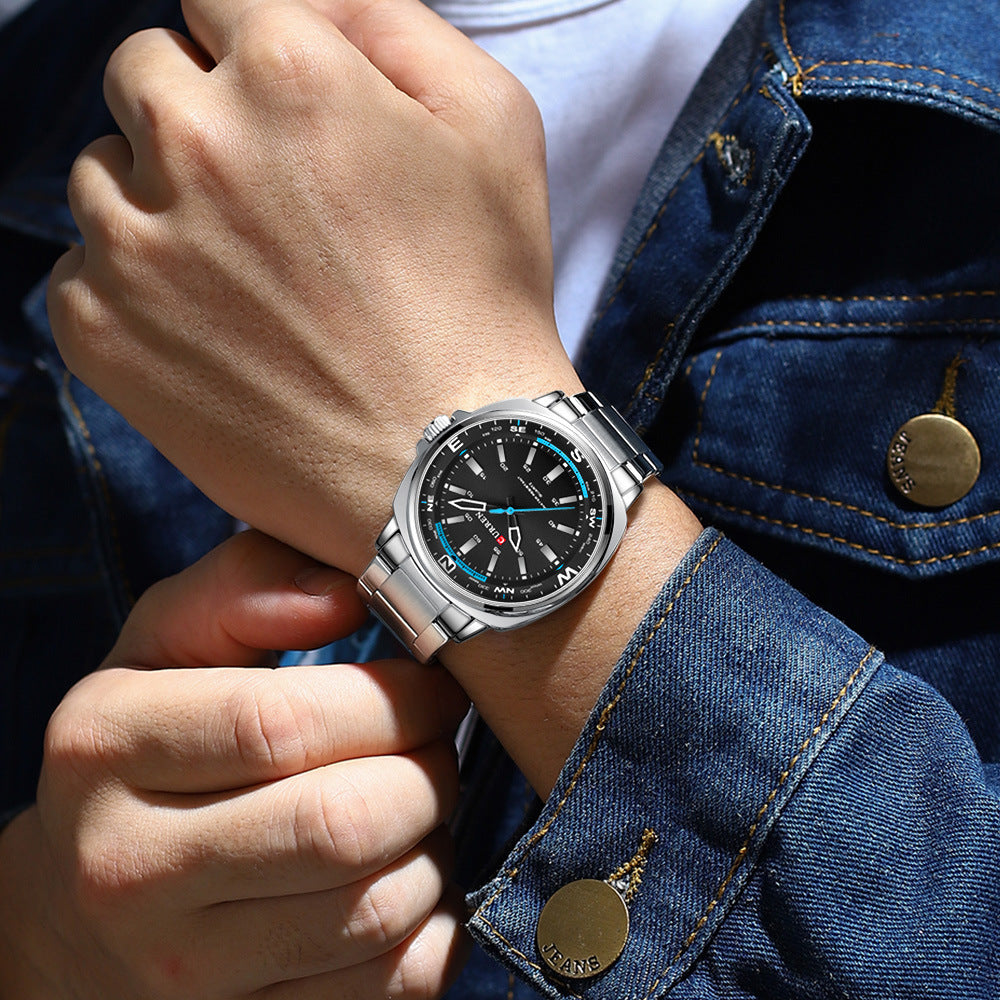 Montre Quartz de ceinture en acier créative carrée pour hommes