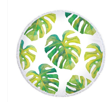 Serviette de plage ronde Feuille de palmiers Serviette de plage Feuille de palmiers Serviette de plage Coussin de châle Microfibre