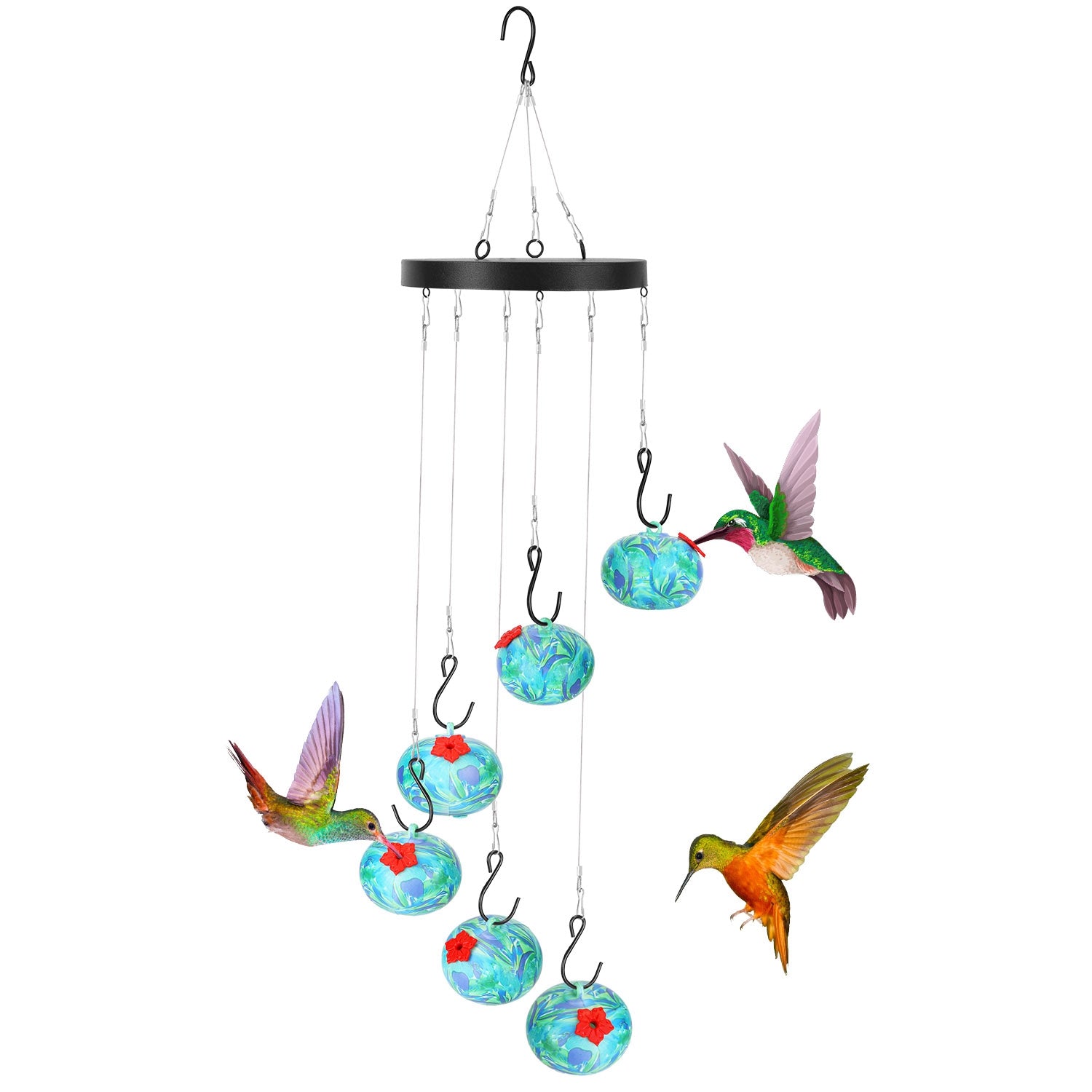 1Pc Wind Chimes Humming Bird Feeder Fourmi et Bee Proof Outdoor Hanging Hummingbird Feeder F