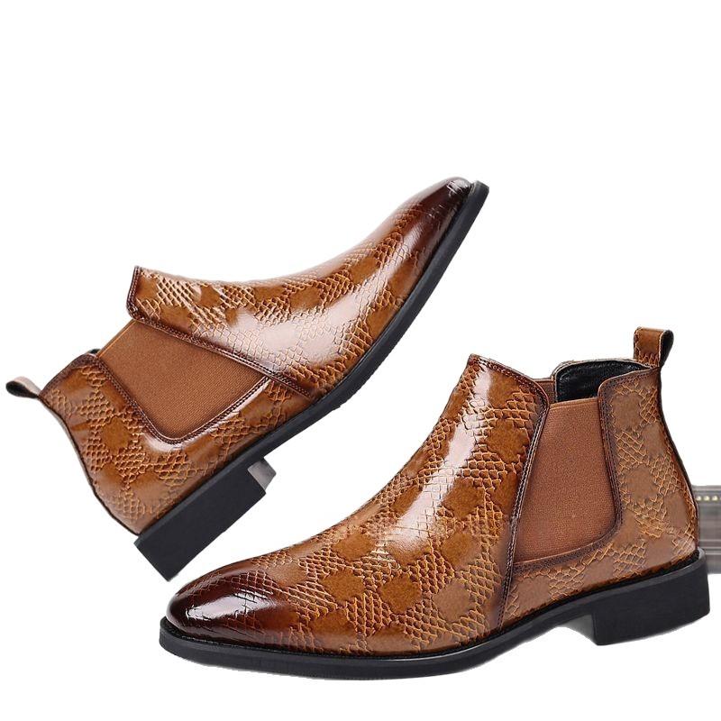 Bottes en cuir pointu de style britannique pour hommes