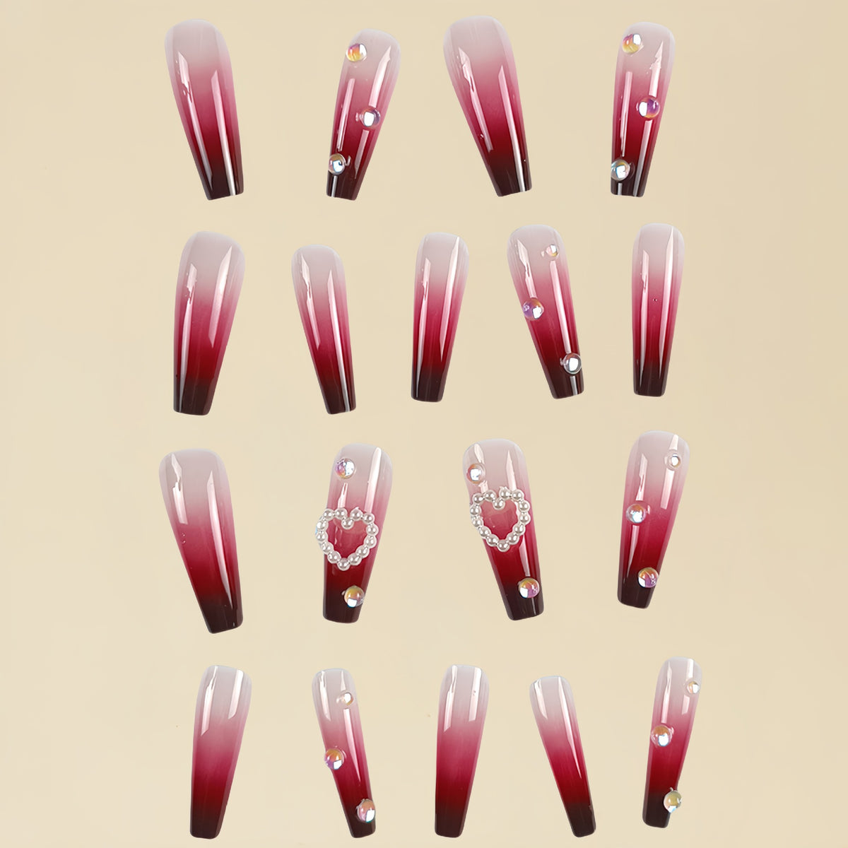 Perle coeur vin rouge Gradient porter faux ongles Conseil