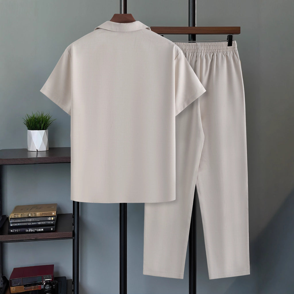 Mens Minimalist Blazer à manches courtes et pantalons