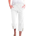 Femmes Cordon à cordons massifs en coton liné Casual Loose-Fit Home Cropped Pantalons avec cul