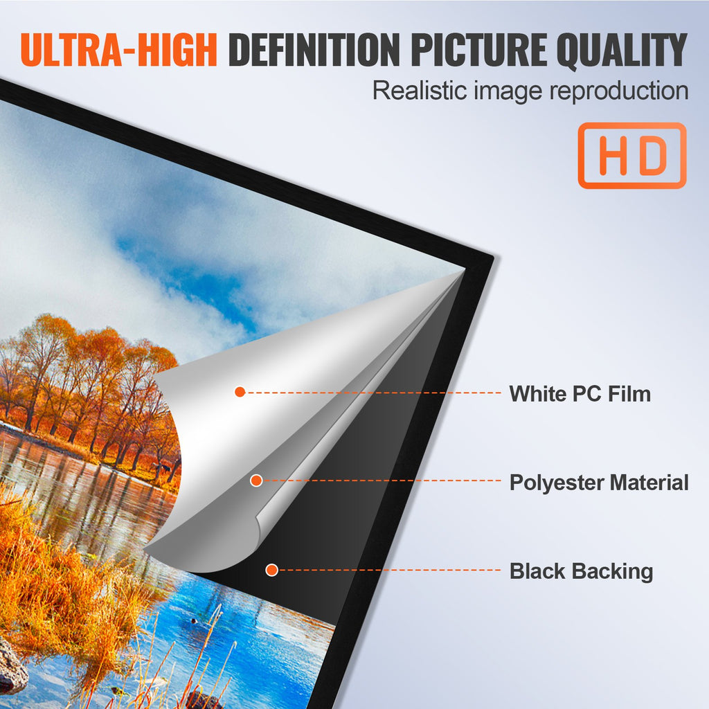 Écran de projecteur Cadre fixe 155inch Écran de projecteur 16:9 4K écran de film HD mur monté