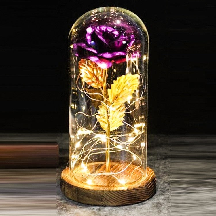 Fête des Mères Mariage Préférés Demoiselle d'honneur Cadeau Simulation Immortelle Couverture en verre rose Lumineux L