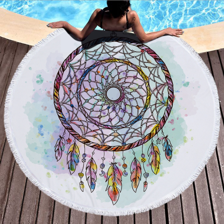 Rêve filet microfibre tour de plage serviette de yoga pad avec tassel