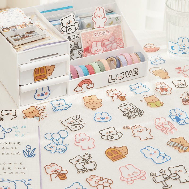 Mousse matinale PET Sticker Pack Bear Animal Salt System bricolage Matériau de la tente à main décoratif St