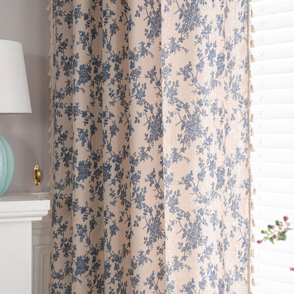 Coton et Linge d'imprimerie Rideau de cuisine Beige Tassel Petite fenêtre Half Shade Bay fenêtre