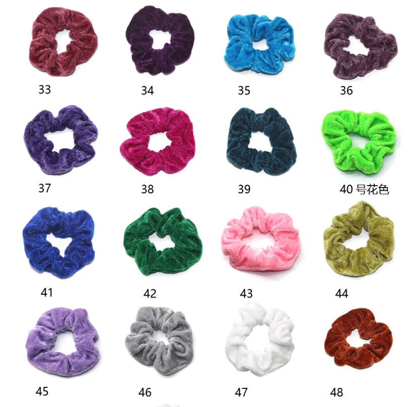 50 Pcs Bague de cheveux en velours doré