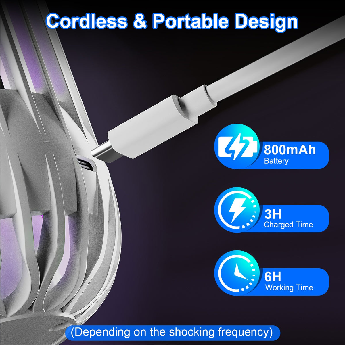 1Pc 900V Bug intérieur sans fil haute tension Zapper Type C Piège de lampe Mosquito rechargeable Po