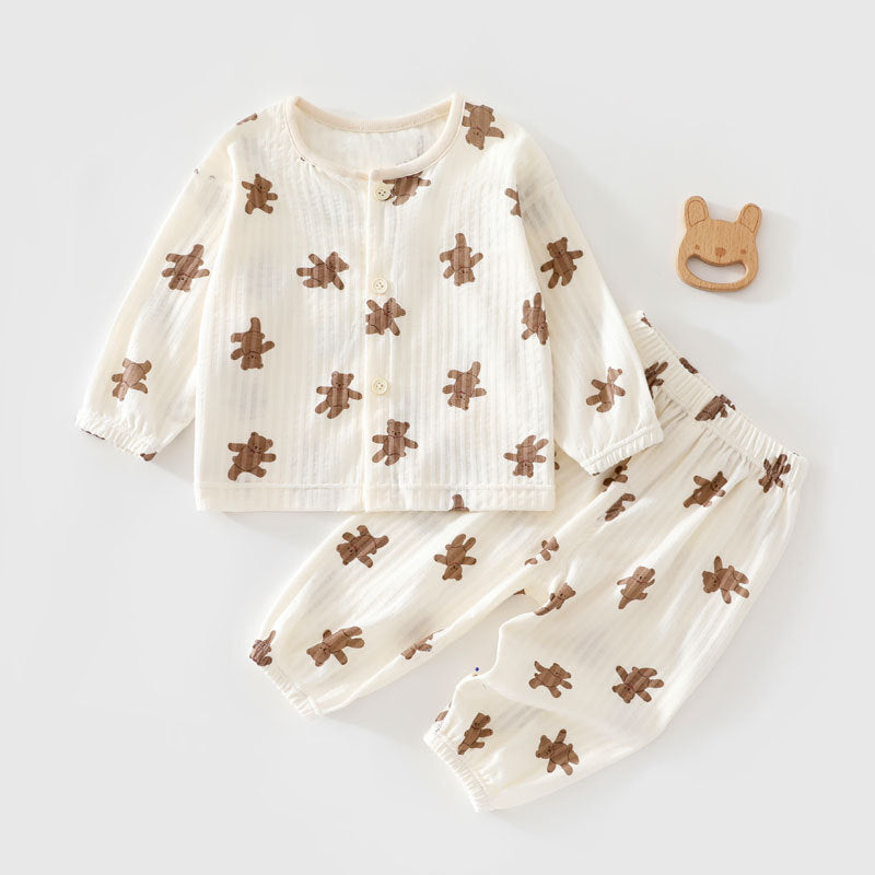 Set de coton à manches longues mignon pour bébés et tout-petits