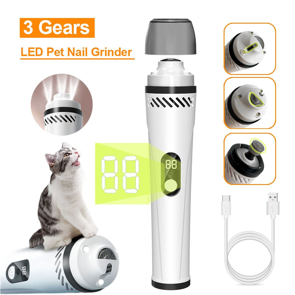 Piercing automatique des ongles Pet 3 vitesses LED électrique
