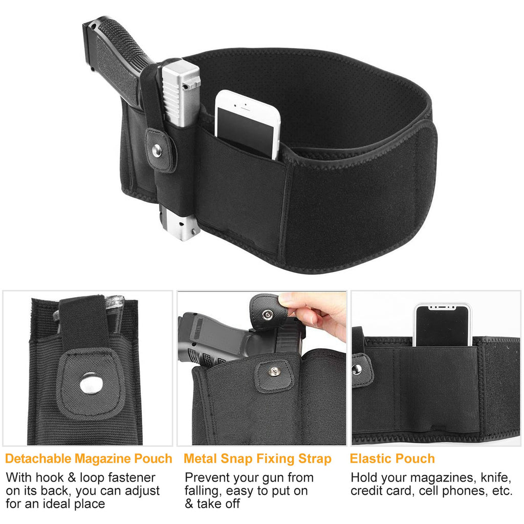 1Pc Belly Band Holster Ajustable Waist Carry Pistolet tactique Pouch Respirant Néoprène