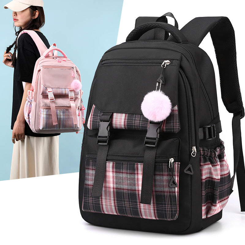 Sac à dos pour ordinateur multicouche simple couleur solide pour femmes