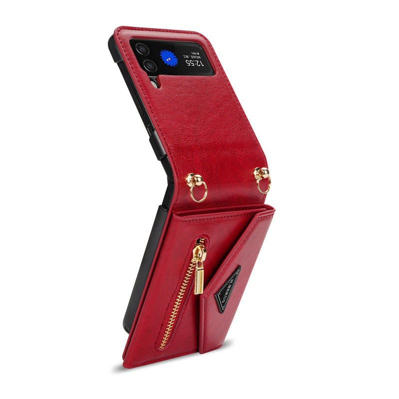 Porte carte zippée latérale Flip5 Étui de téléphone écran pliable Z Flip4 Étui de téléphone Flip4