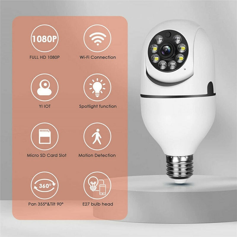 Caméra d'ampoule IR E27 1080P HD sans fil Wifi Smart Caméra de sécurité maison