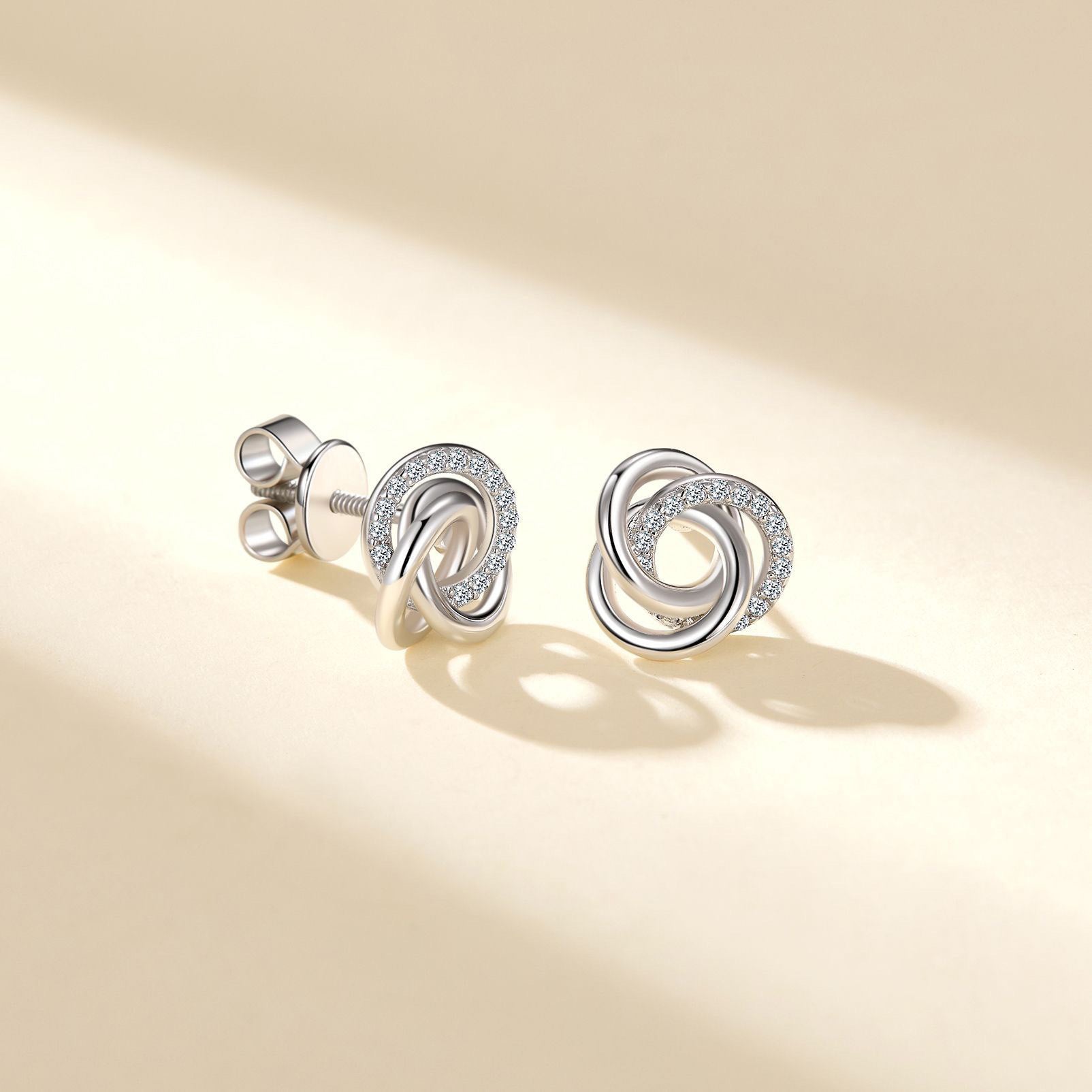 S925 Boucles d'oreilles Sterling Silver Love Knot Stud