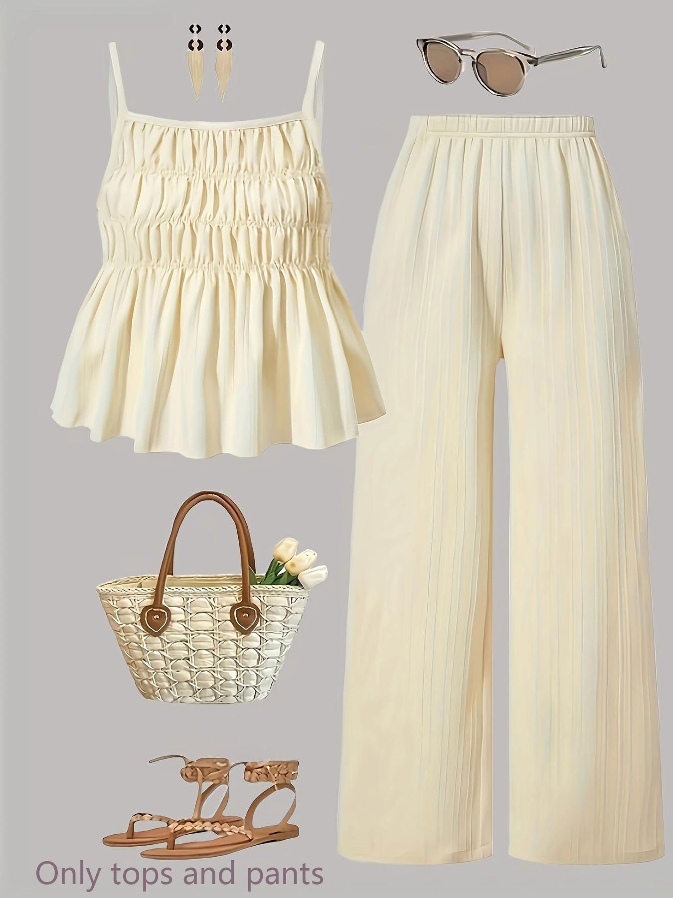 Ensemble de camisole et pantalons à large jambe à texture rusée