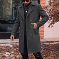 Manteau de tranchée de longueur moyenne en laine pour hommes