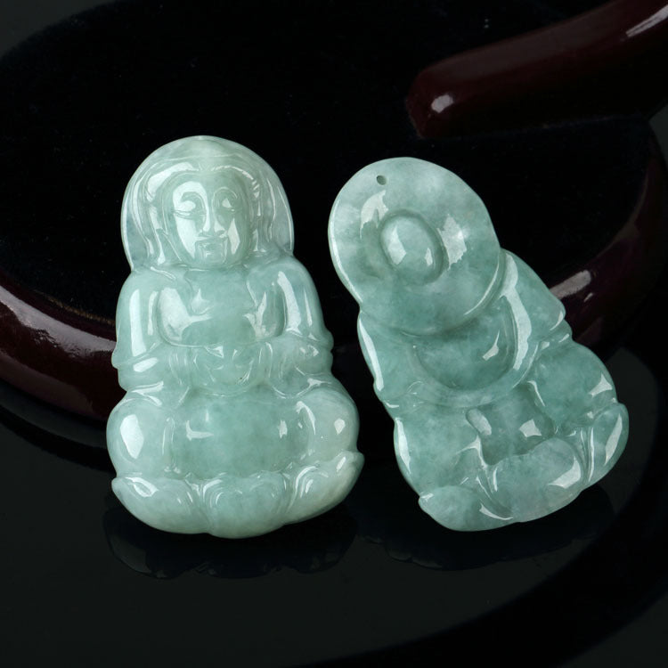 Jade Avalokitesvara Bouddha Pendentif Rien Carte Dragon Carte Paysage
