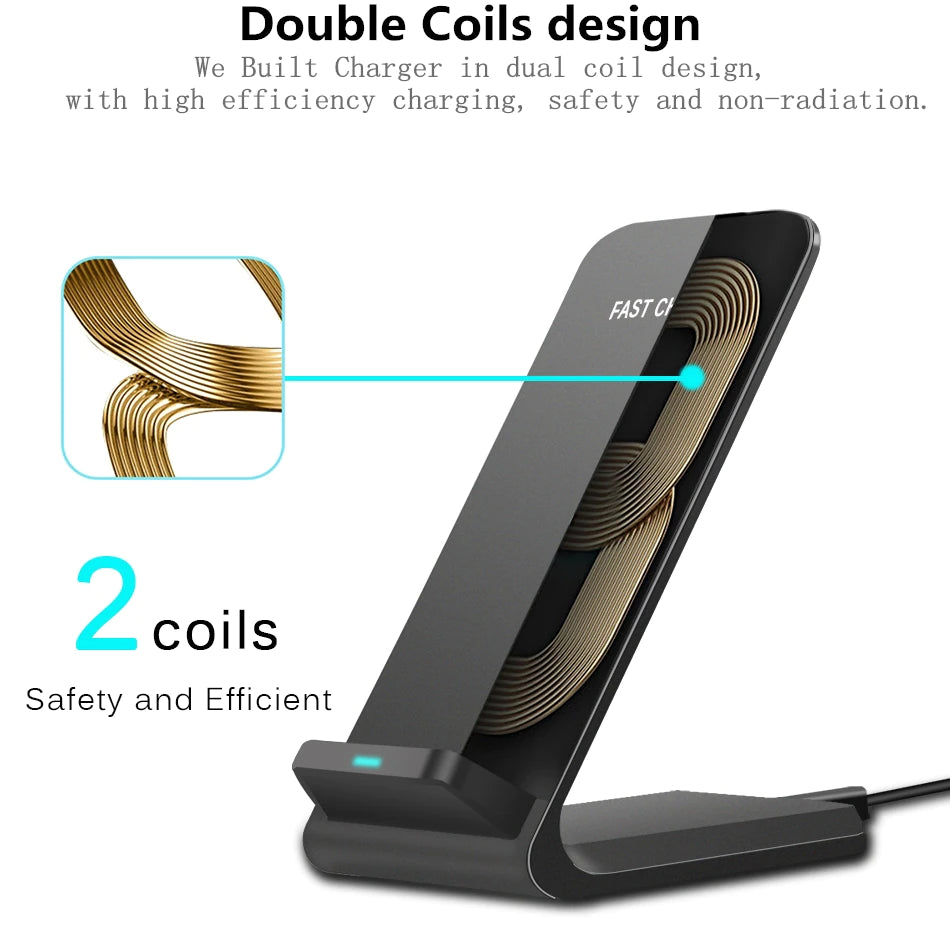Qi Wireless Fast Charger Charging Pad Stand Dock for Galaxy Phone